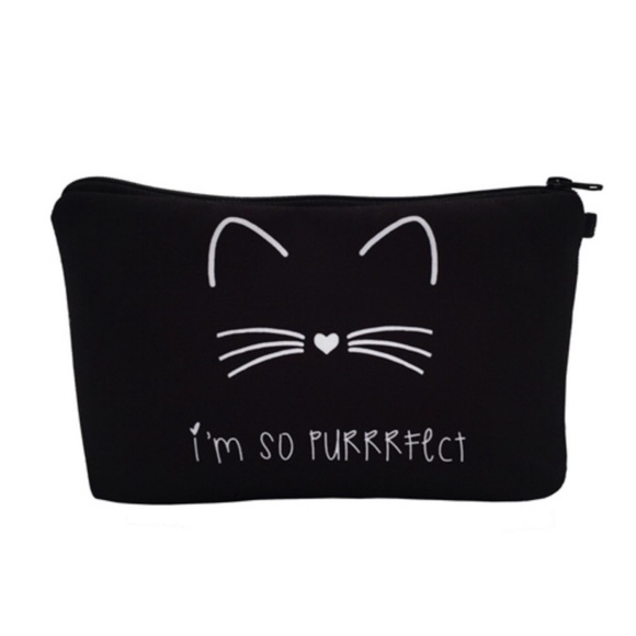 Black Cat Cosmetic Makeup Toiletry Bag Clutch - Picture 1 of 13